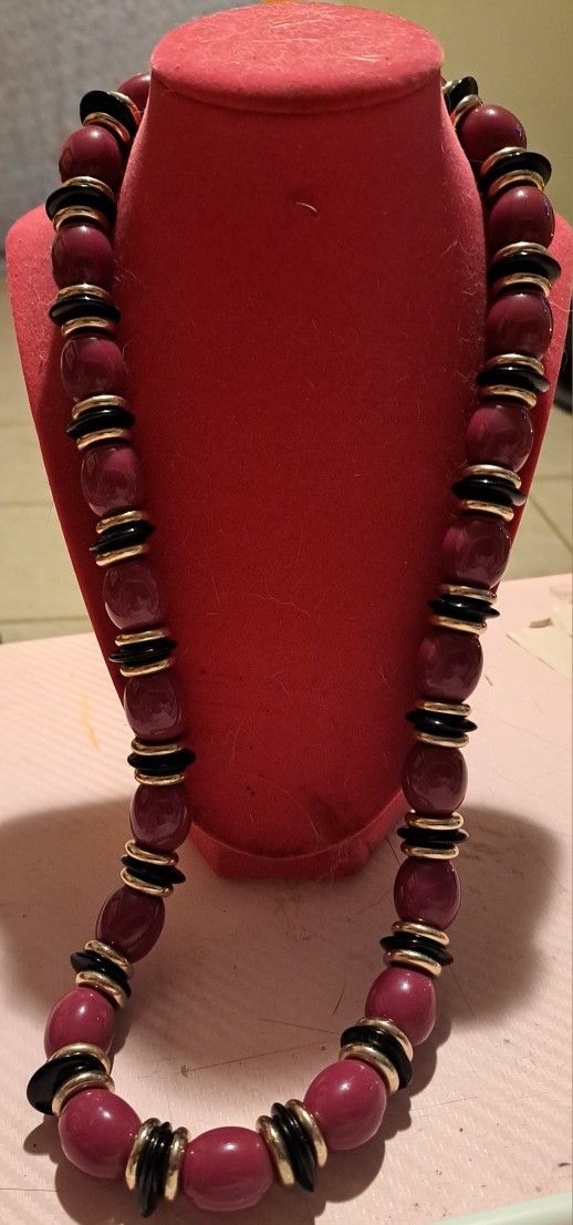 Large Beaded Maroon, Gold And Black. Costume.