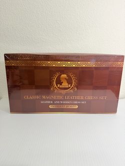 CLASSIC MAGNETIC LEATHER CHESS SET LEATHER AND WOODEN CHESS SET EXCELLENT QUALITY