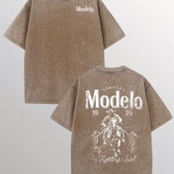 Modelo Men's Washed Cotton T-shirt, All Cotton, Casual Sports Style Top T-shirt, Trendy And Fashionable Street Style,