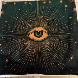  All Seeing Eye Art Deco Square| Evil Eye Superstitious Occult Boho Square Pillow Cover /Wall Decor