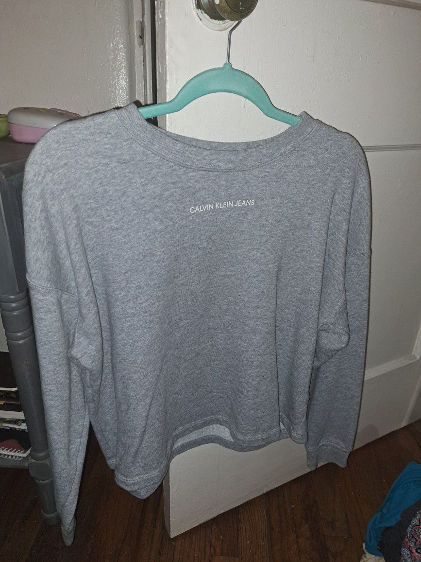 Calvin Klein Jeans Cropped Gray Sweatshirt