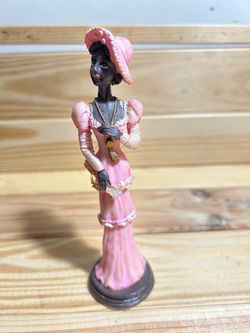 Victorian Lady Resin Figurine Statue Pink Dress