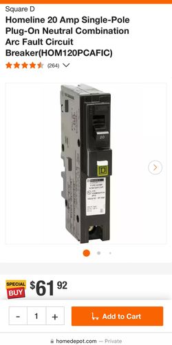 Square D Homeline 20-amp Breaker HOM120PCAFIC