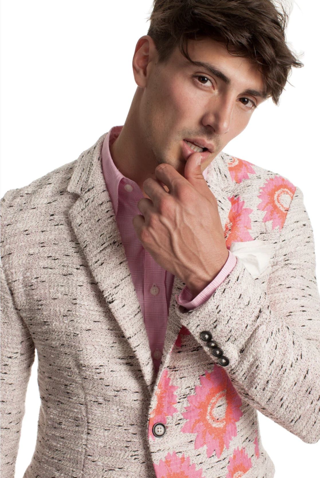 MR TURK by Trina Turk Size 42 Blazer Pink Floral Statement Sport Coat
