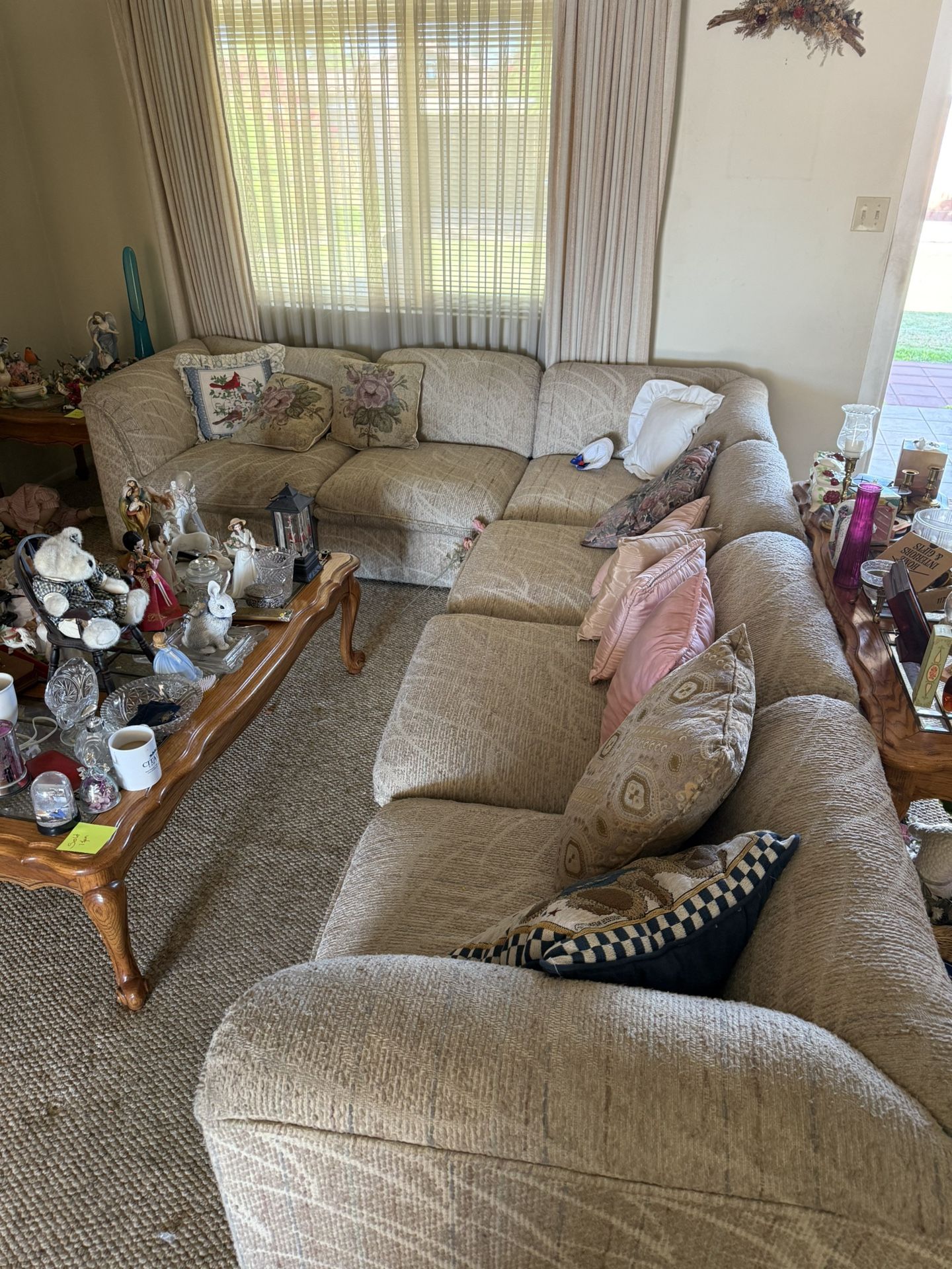 Estate Sale. L Shaped Ok ouch, China Hutch And China, Tea Sets