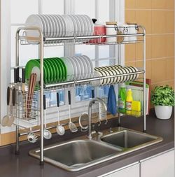 2-Tier Stainless Steel Over-Sink Dish Rack