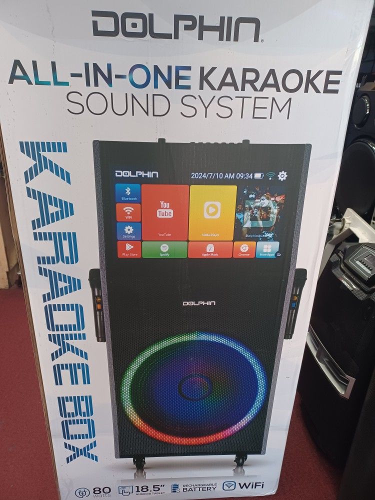 Touch Screen Kareoke Bluetooth Party Speaker With Great Bass. Rechargeable Battery. Free 🎤