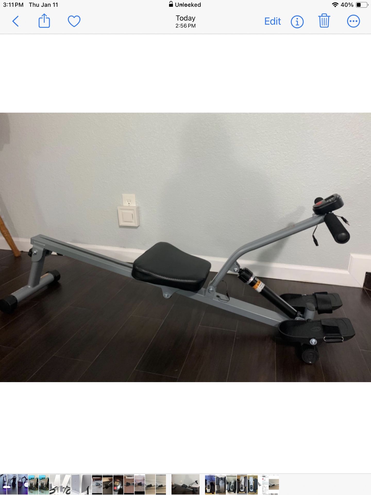 Sunny  Compact Adjustable Rowing Machine ,  12 Levels of Adjustable Resistance Rower  with  Free App