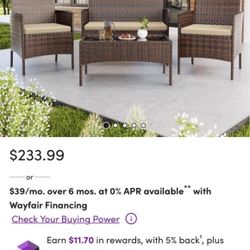 BRAND NEW IN BOX PATIO FURNITURE SET OF4