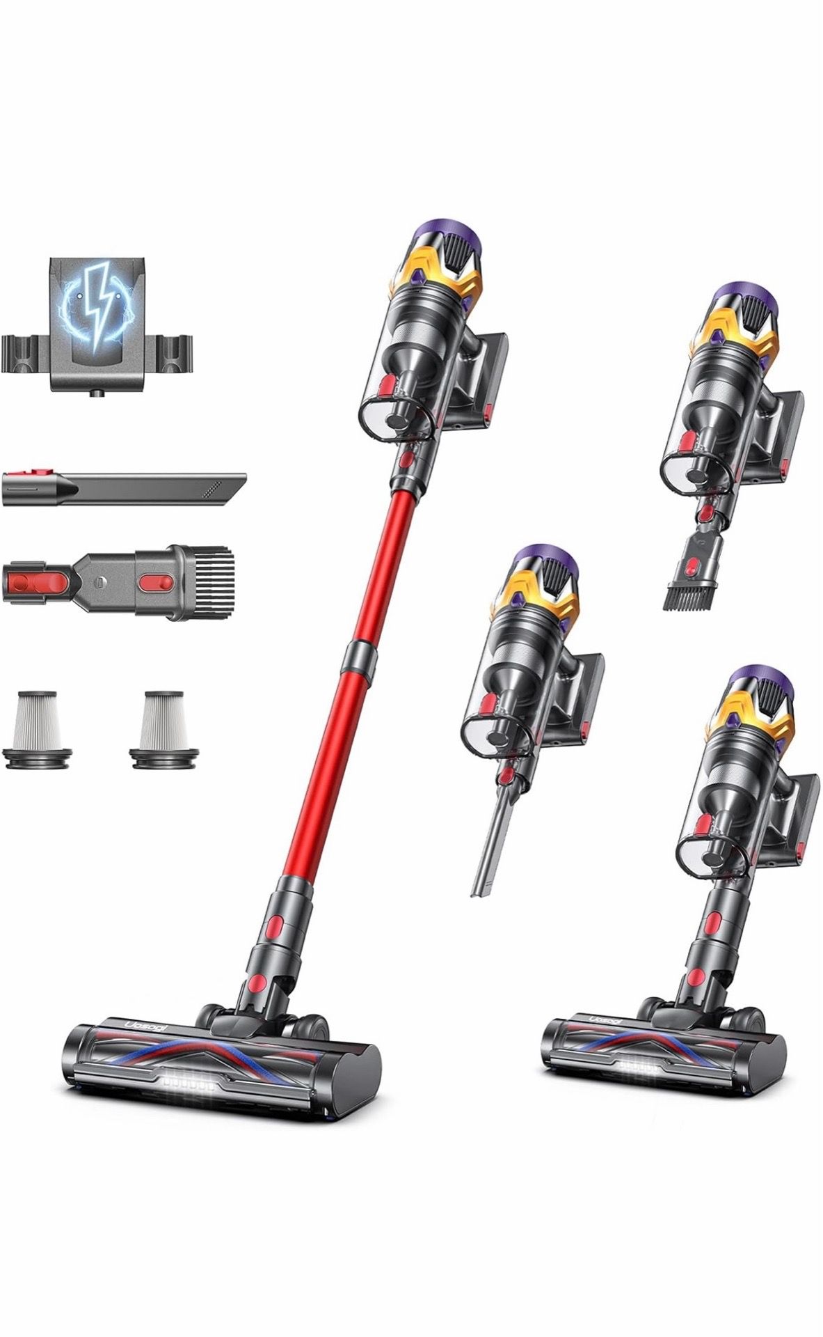 Cordless Vacuum Cleaner, Upgraded 55KPA 650W 70Mins Stick Vacuum with Hurricane Mode, Self-Standing, Touch Screen, 1.8L Dust Cup, Anti-tangle Wireless