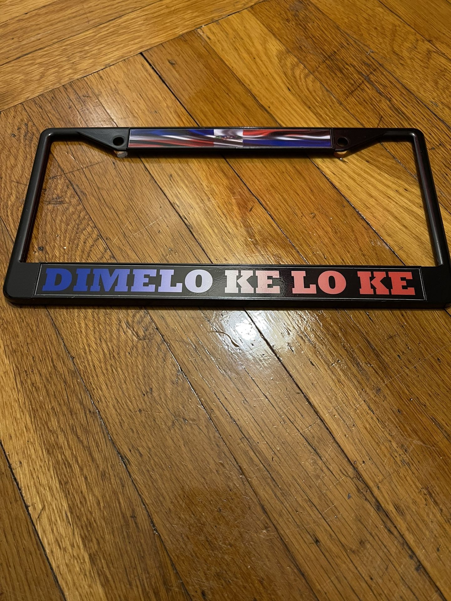Metal License Plate Frame Vinyl Insert Dimelo Ke Lo Dominican Flag Languages