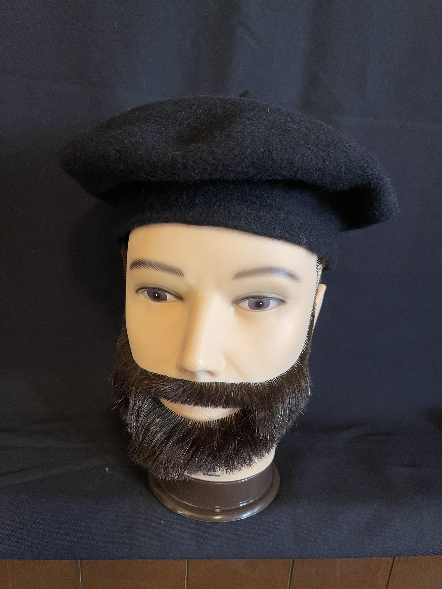 Beret black 100% Wool Classic French Hat Halloween