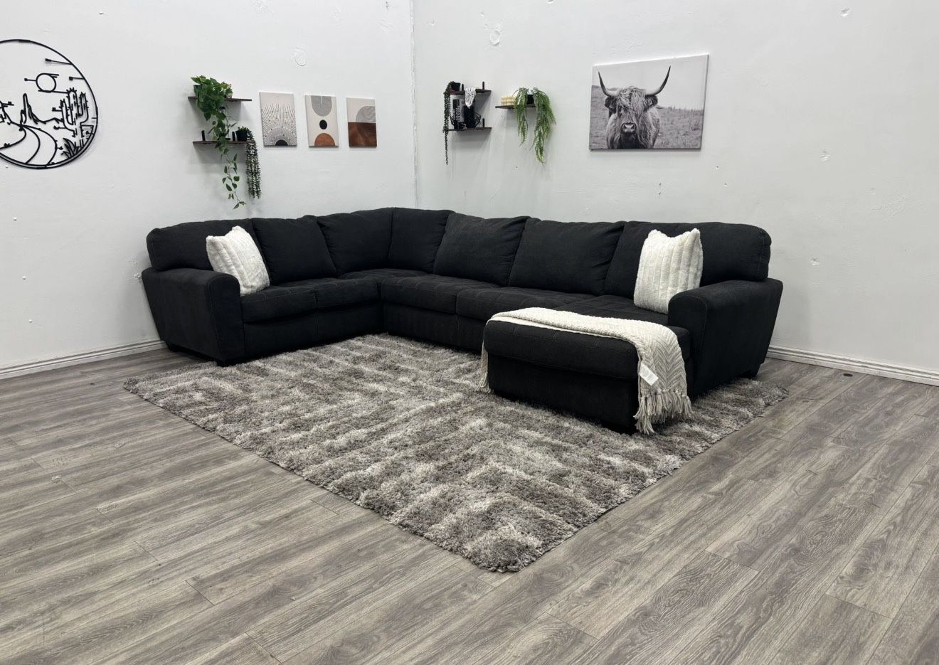 Dark Grey Sectional Couch - Free Delivery