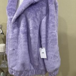 Women Jackets Small LPA lilac lavender purple faux fur coat( extra big fits about size 2xL