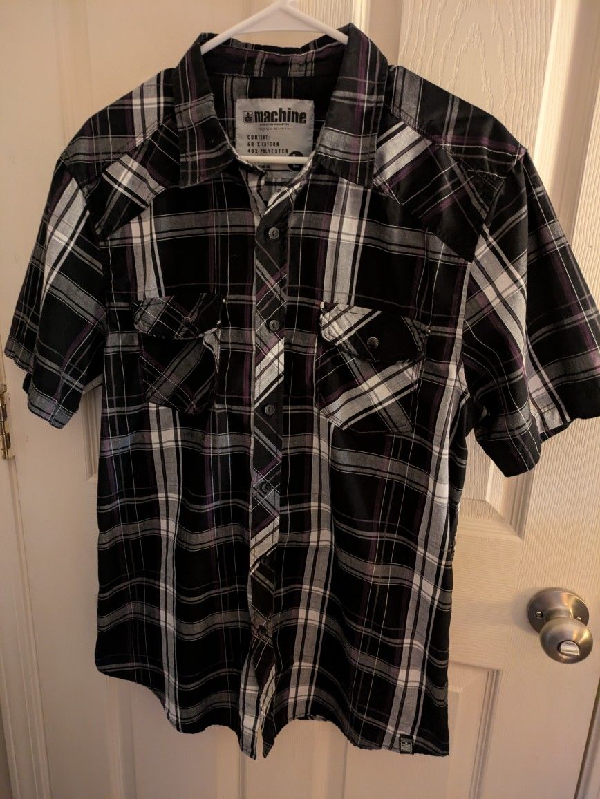 Men's Size Large Short Sleeve Plaid Shirt