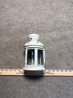 Small White Metal Candle Lantern