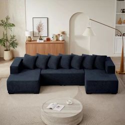 Streamdale Furniture Chenille U-Shaped Sectional Sofa Set,Minimalist Style Modular Sectional Sofa, Luxury Chenille Fabric Cloud Couch for Living Room