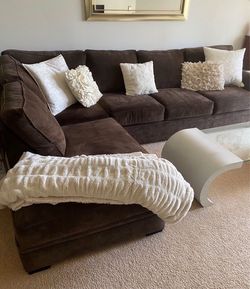 L shape brown couch