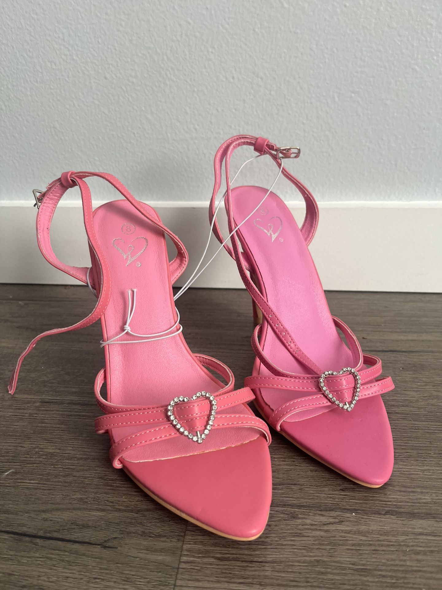 Pink Heels With Heart Gemstone