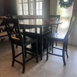  Crate & Barrel wood table high top With 4 Chairs 