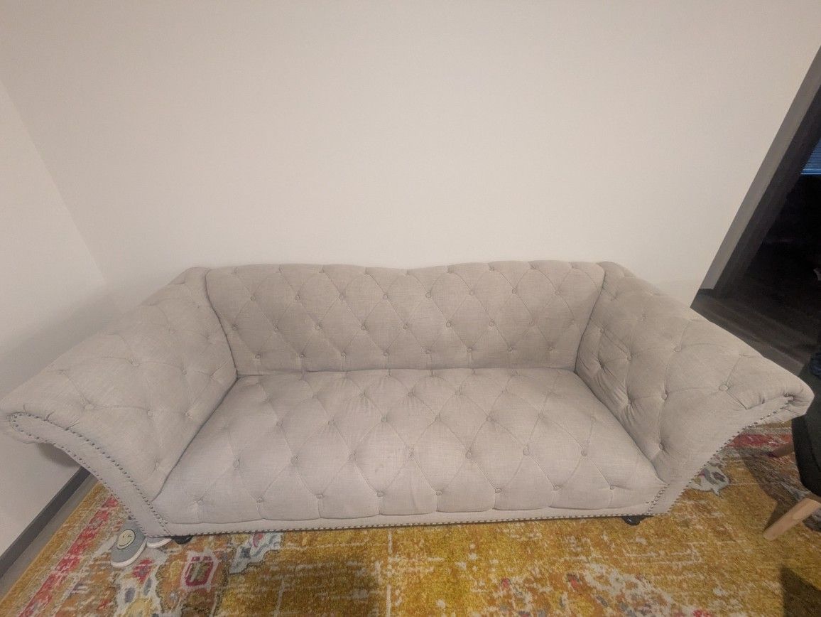 Tan Button-tufted Sofa