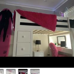 bed set with attached desk