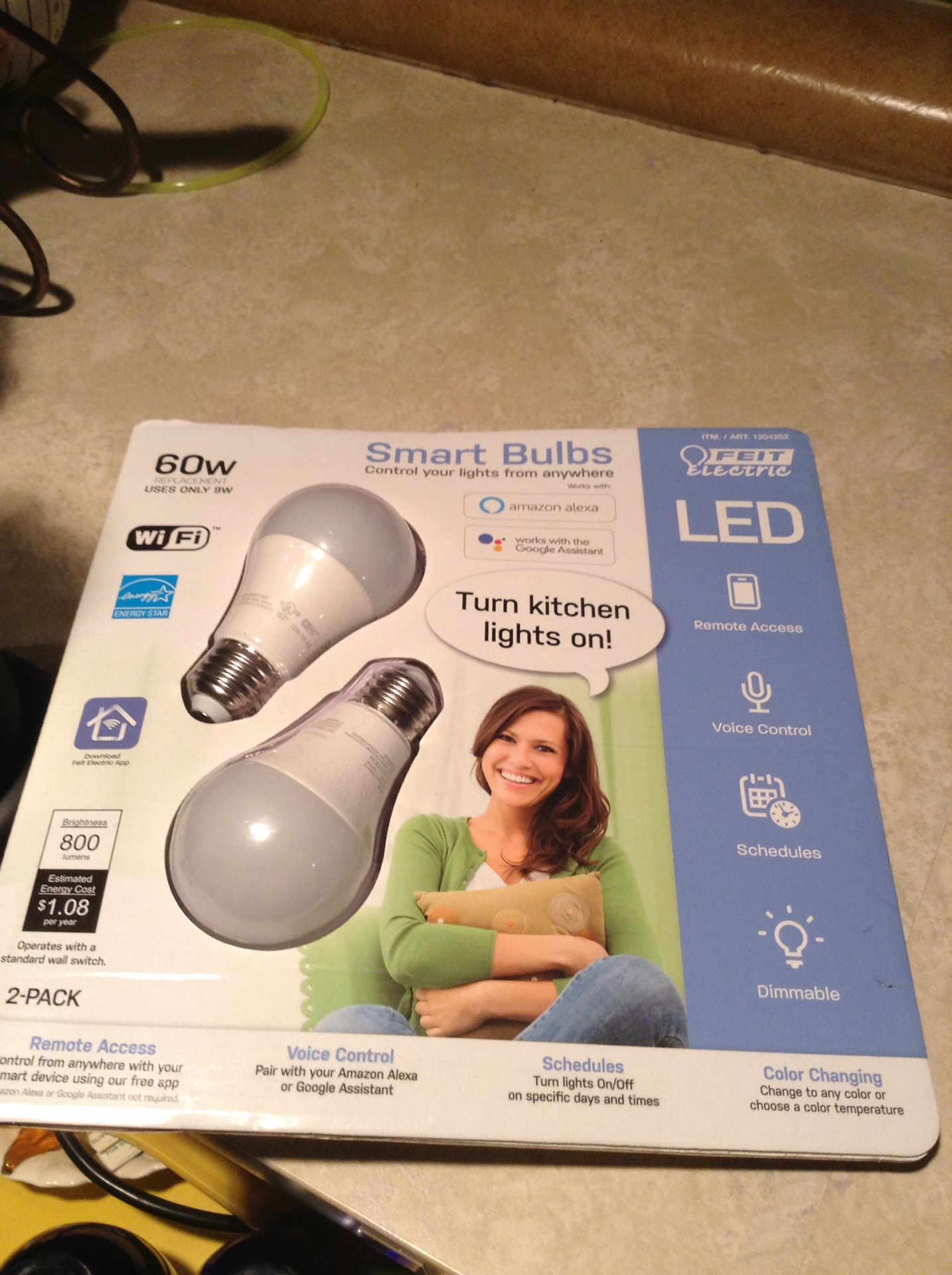 Set of 2 Smart Alexa/ Google Light Bulbs can also Change Color $25