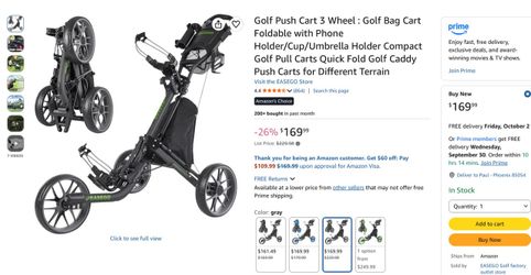 New Ease Go cart golf cart similar to Clic gear and sun mountain——————