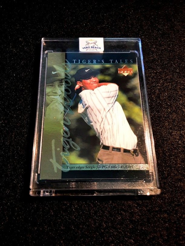 Tiger Woods 2001 Upper Deck Tiger Edges Out Sergio For PGA title 1999! Golf LEGEND 