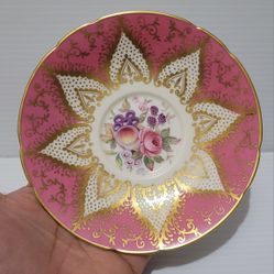 Paragon Saucer Single Warrant Rose Pear Pink Gold Made England Fine Bone China.