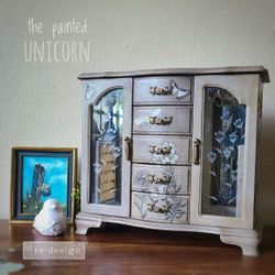 Neutral And Floral Refinished Jewelry Box
