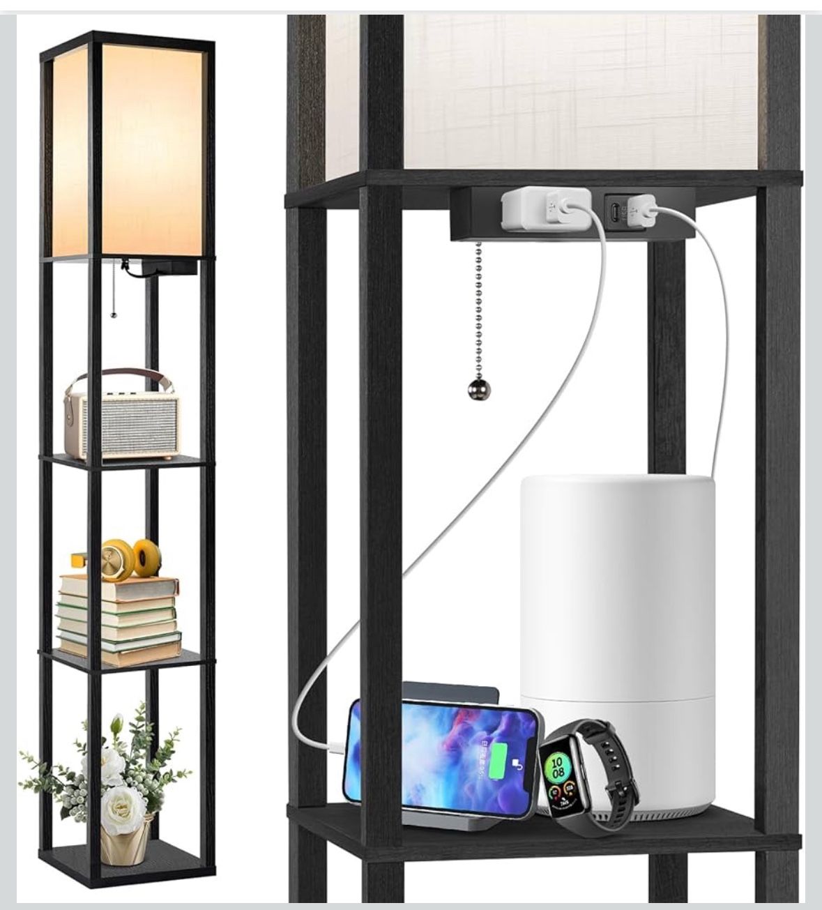 Led Floor Lamp with Shelf
