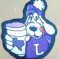 Purple L Hush Slush Puppy Dog  Wood Texas Drink  Advertising Art Sign