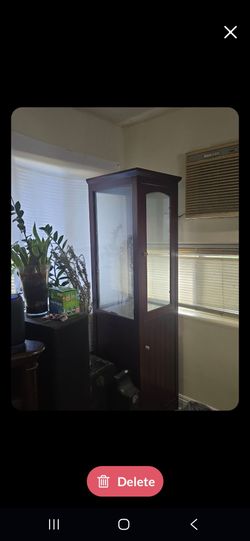 tall glass wood cabinat/good condition