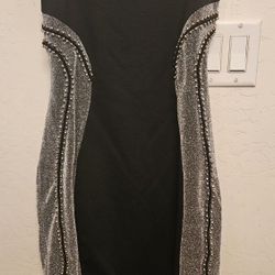 Black & Gray Rinstones OFF The Shoulder Dress 