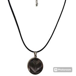 Stainless Steel Black Heart Pendant 1 Inch w/ 18” Suede Chain