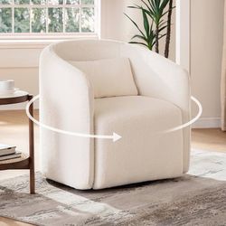 Oversized Boucle Swivel Accent Chair with 82L Hidden Storage, 360° Swivel Barrel Chair for Living Room, Small Space, Bedroom, Nursery, Modern Comfy Cl