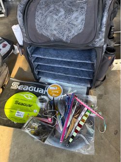 Fishing trolley case and gear—everything included.