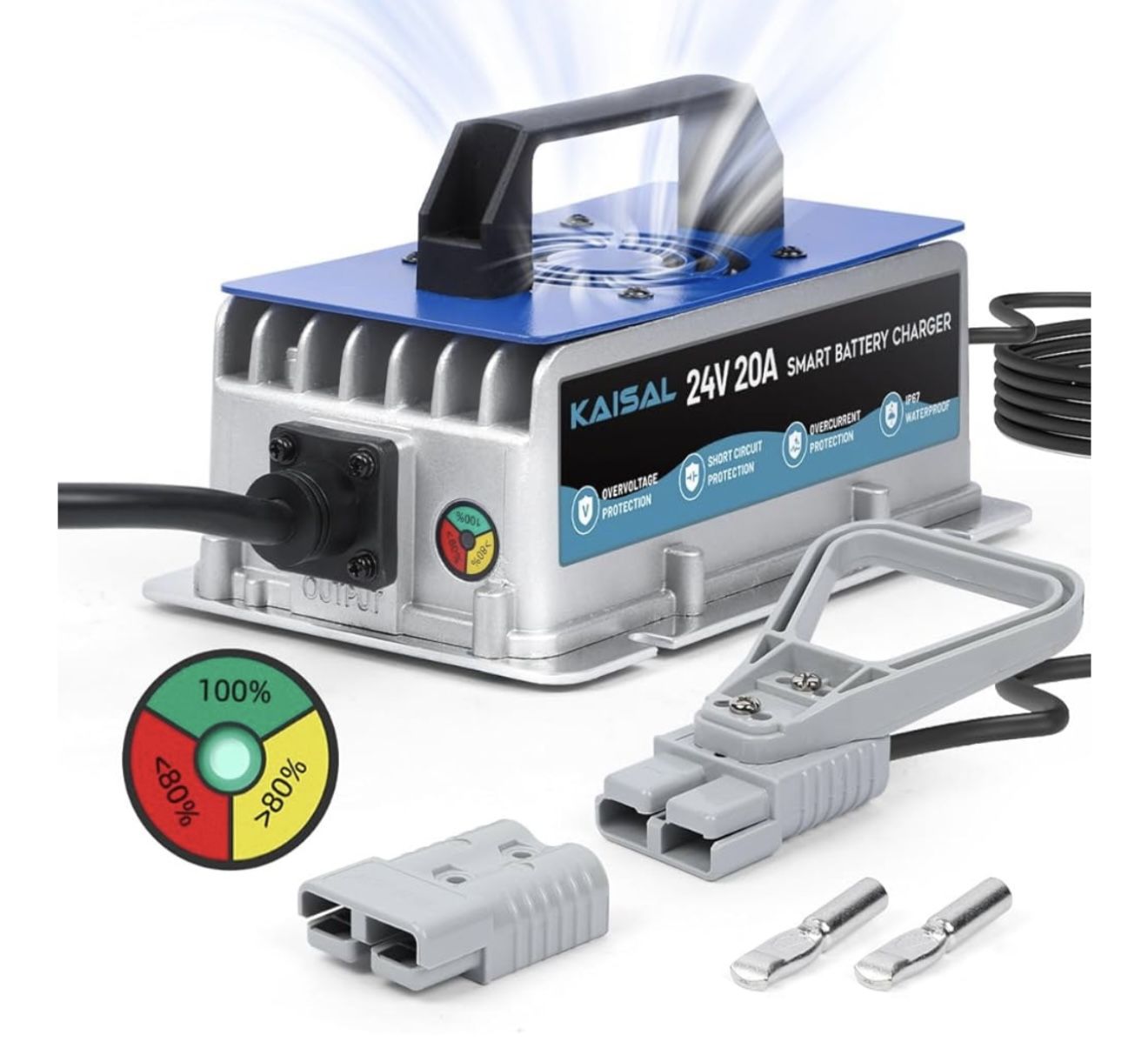 Forklift Battery Charger 24V 20A Trickle Charging Pallet Jack Battery Charger 24 Volt Forklift Charger with 16FT Cable for 24V Electric Pallet Jack, S