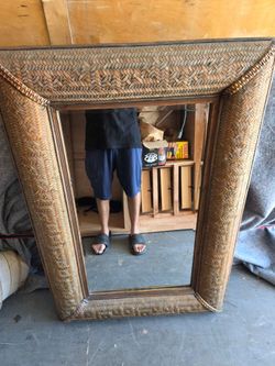 Large Woven Rattan Wall Mirror