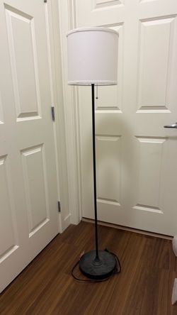 Black Floor Lamp with White Drum Shade