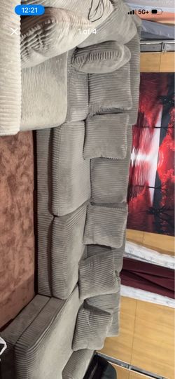 Light Gray Corduroy Sectional Sofa