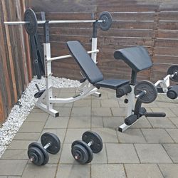 Bench with Weights and Bars (1 Inch Inner Diameter) - $500