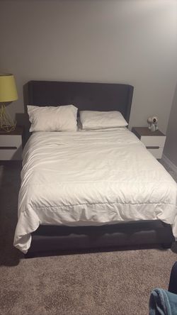 Full Dark grey bed with mattress