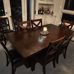 Dark Espresso Solid Wood Dining Table Set – Seats 8(Modern Farmhouse Style)