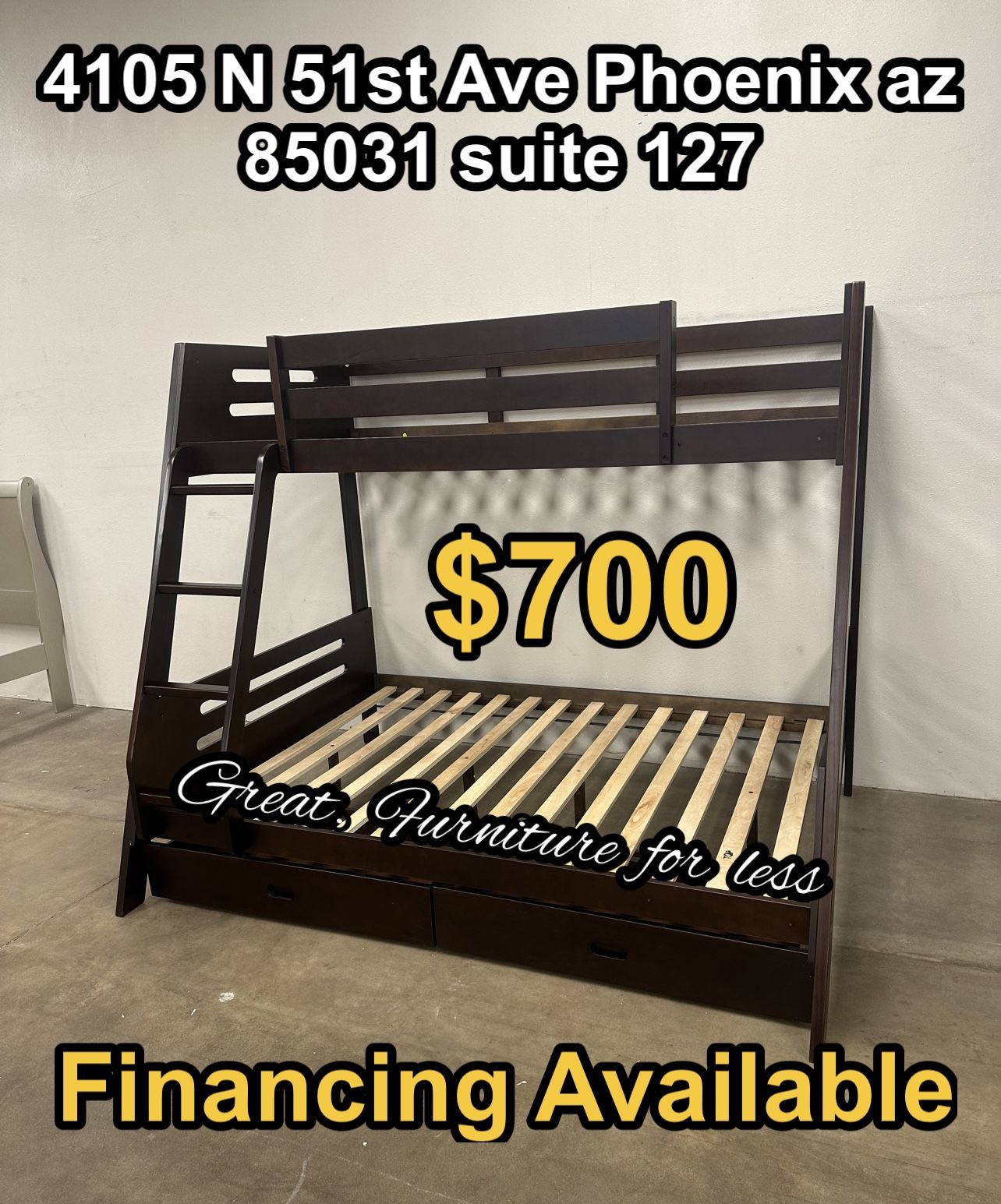 Bunk Bed Twin Over Full Cherry Wood With Drawers Brand New