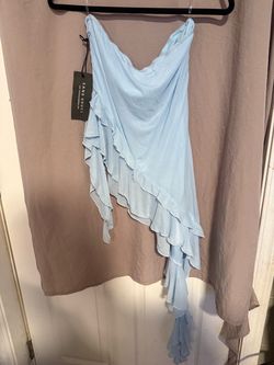 Sans Souci Light Blue Ruffle Top L