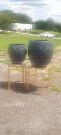 New fiber clay garden planter's high quality masterpiece very detailed set of two