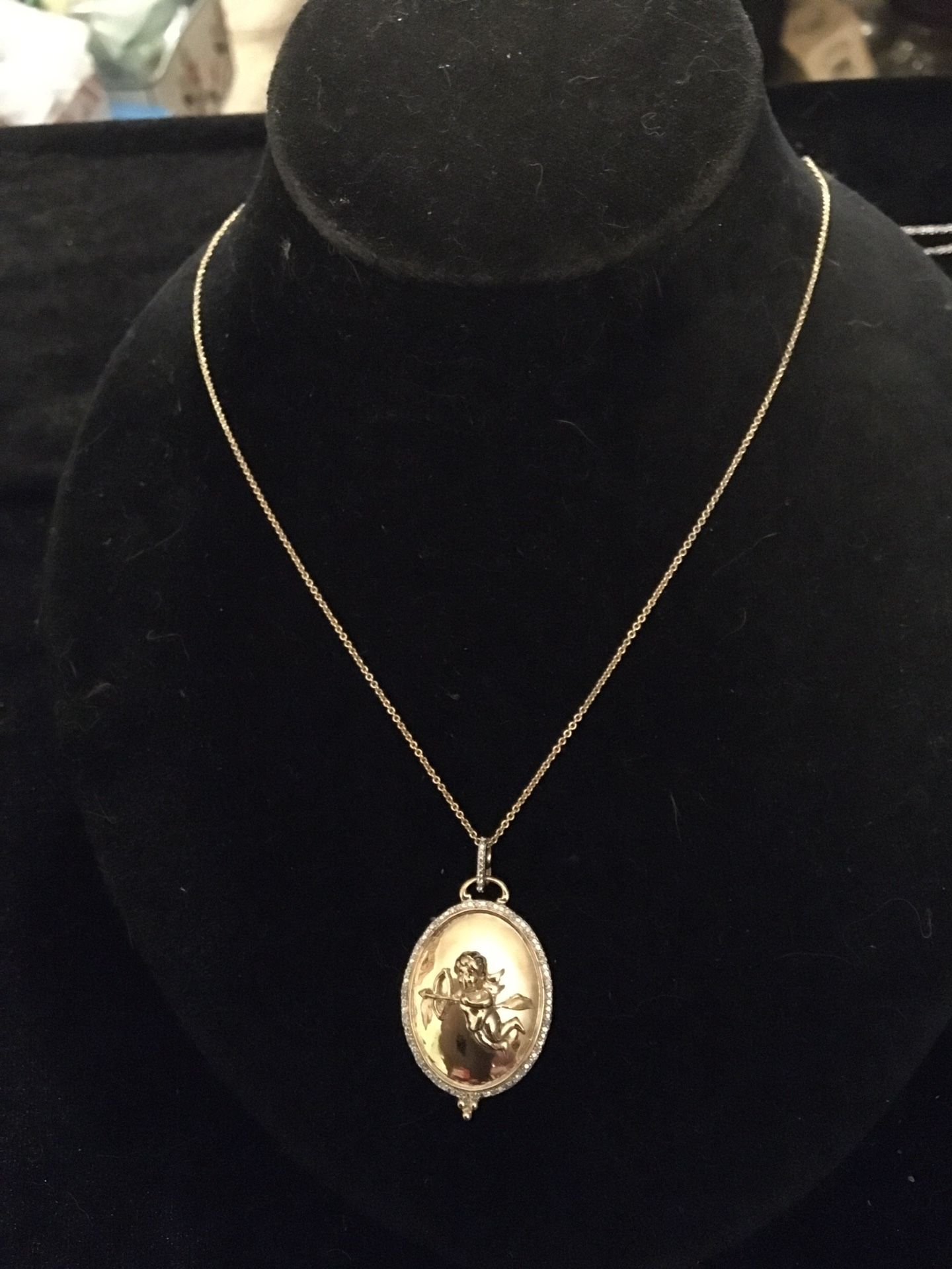 Gold/925 Cupid and diamond necklace