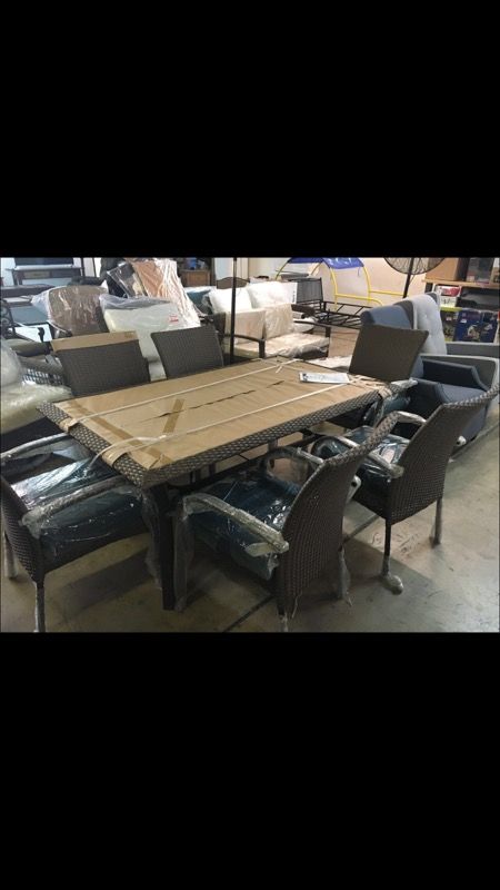 Hampton Bay Corranade 7-Piece Wicker Outdoor Dining Set with Charleston Cushions